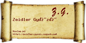 Zeidler Győző névjegykártya